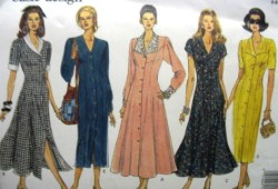 1149 VOGUE EZ BUTTON LONGER ST-FLARE DRESS LENGTHS PATTERN 6-10, 18-22